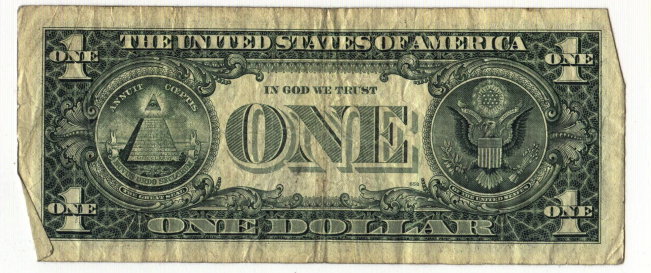 Back of the US one dollar bill